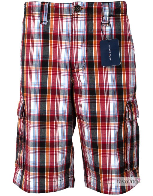 Pantaloni-scurti-casual-barbati,-carouri-multicolore,-State-of-Art1