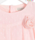 Rochita bebe cu maneca scurta tip body, FLOWER CHIC, plumeti, roz pastel, LOSAN (3-24 L) -3