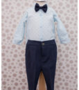 Costumas Lucas cu camasa tip body, include 6 piese, albastru-gri (3-9 luni)-1