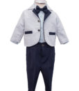 Costumas Lucas cu camasa tip body, include 6 piese, albastru-gri (3-9 luni)-11