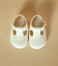 Pantofiori unisex bebe din piele ecologicacu gaurele, albi, Baypods UK (16-17-18)-1