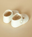 Pantofiori unisex bebe din piele ecologicacu gaurele, albi, Baypods UK (16-17-18)-4
