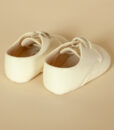 Pantofiori bebe cu sireturi, piele ecologica lacuita, alb-ivoire, Baypods UK (16-17-18)-05
