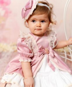 Rochita Printesa Emily cu bentita tip palariuta, roz-vintage-0-3-3-6-9-12 luni-02