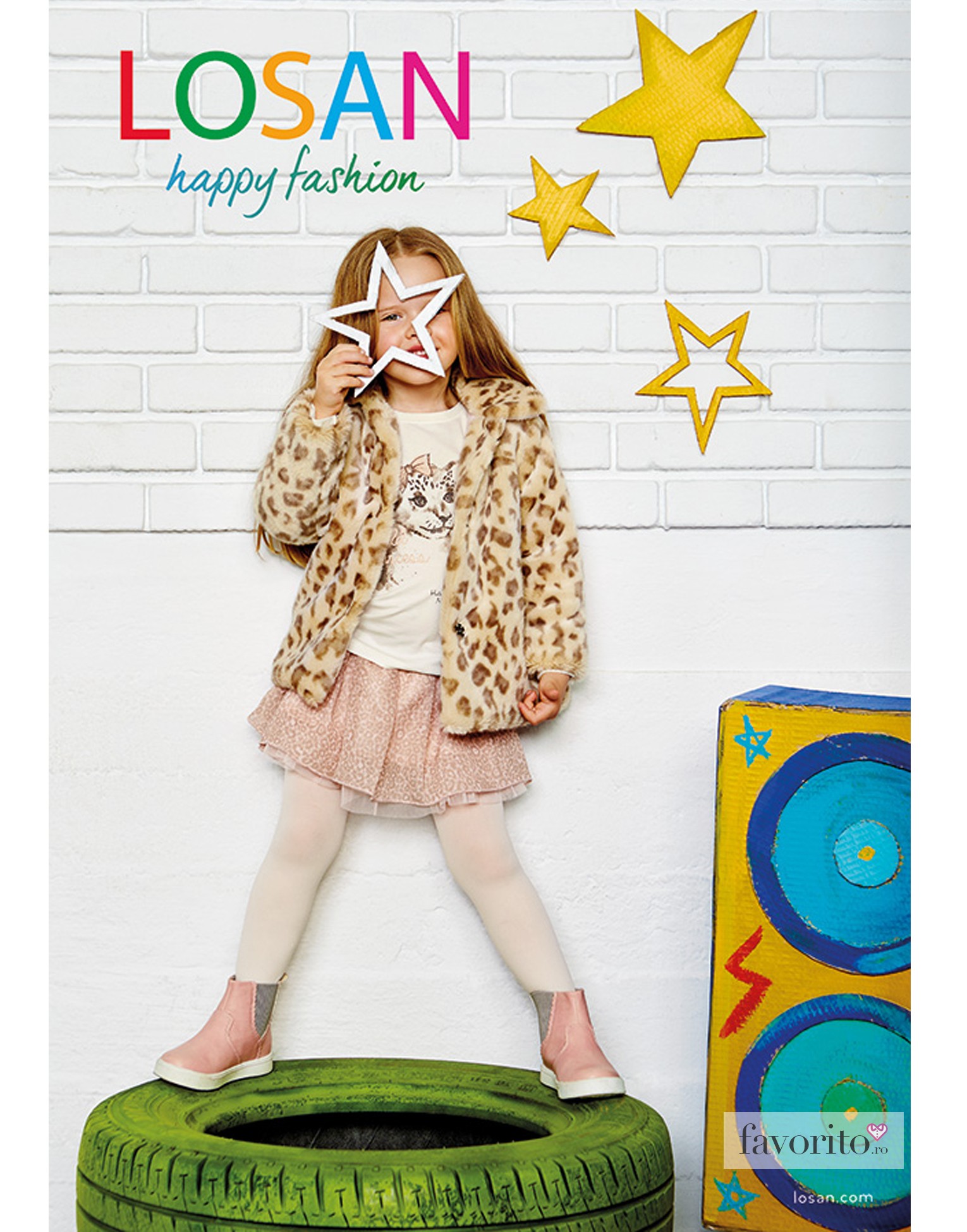 Laughter Pygmalion Aunt Compleu Leopard Chic Skirt, fete, 3 piese, fusta-bluza-ciorapei, bej, 2-7  ani, LOSAN – Favorito