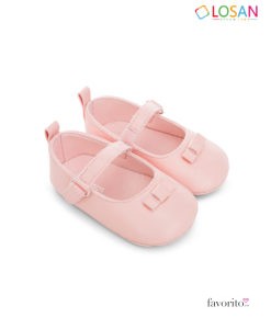 Balerini bebeluse, 2 culori diferite, alb, roz, imitatie de piele, LOSAN (0-12 L)